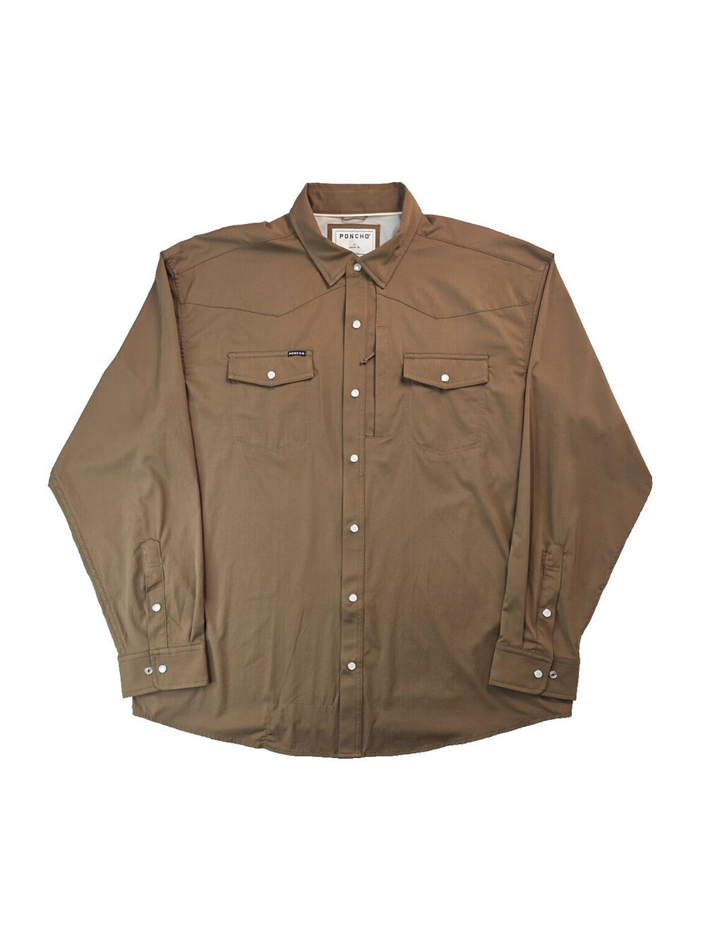 Poncho Western Brown Pearl Snap Long Sleeve Shirt Mens Size XL
